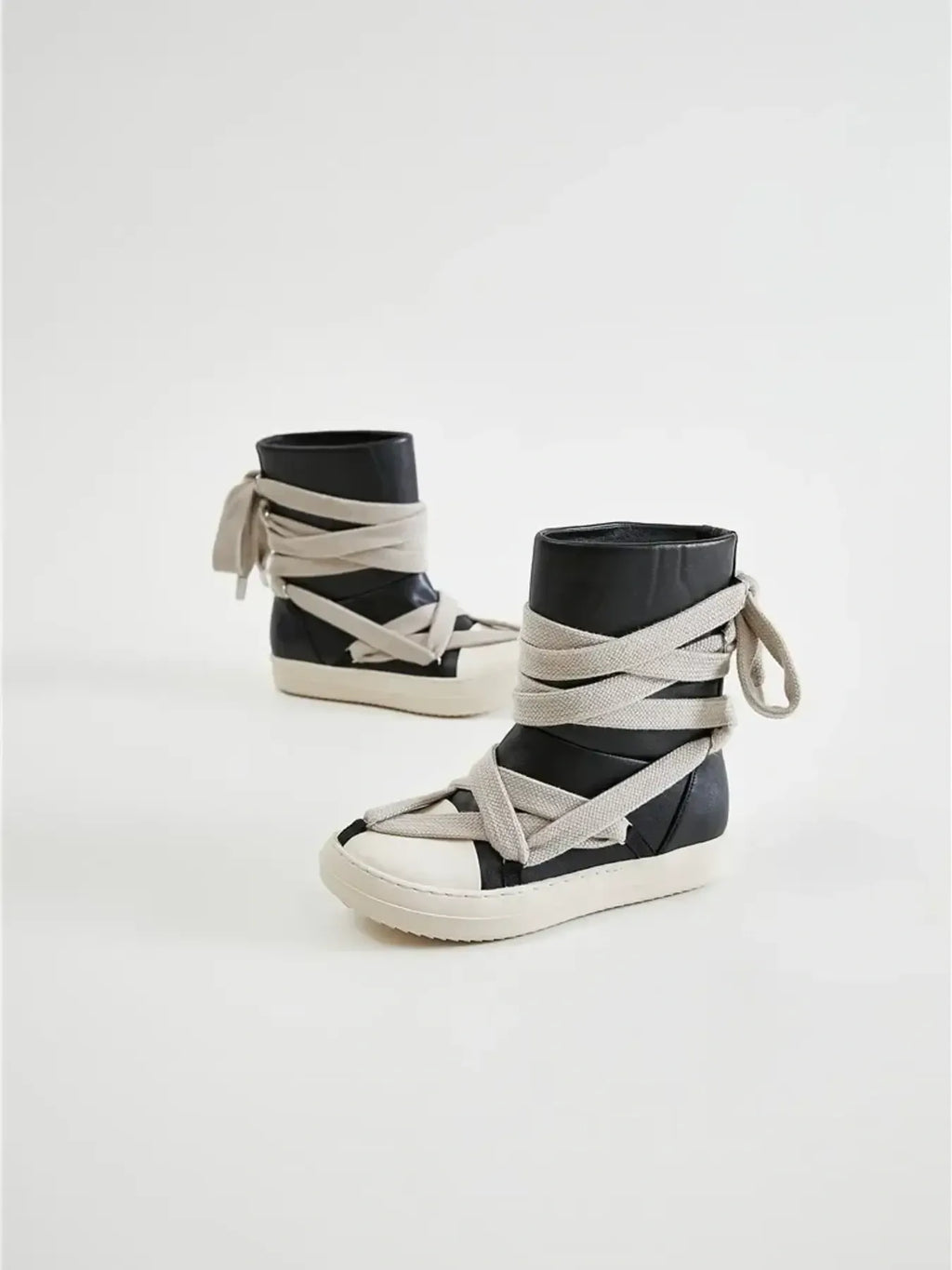 Lace-Up Round Neck Sneaker Boots
