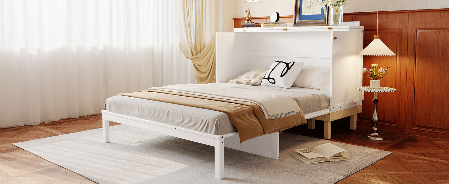 Queen Size Murphy Bed, White