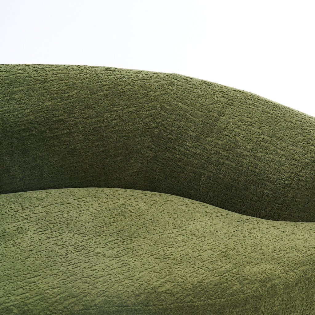 LY-025 Full Compression Sponge Sofa Forest Green Curved Modular Sectional, Chenille Upholstery, 110''L
