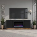 Nora 64 inch Fireplace TV Stand, for TVs up to 85 inches, Black and Whiskey Finish
