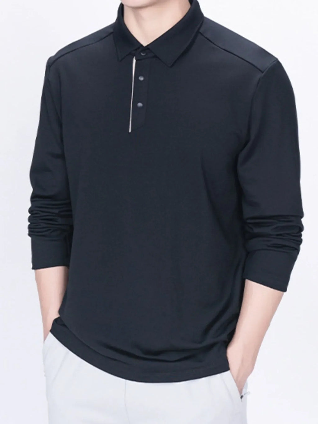Collared Neck Long Sleeve Polo