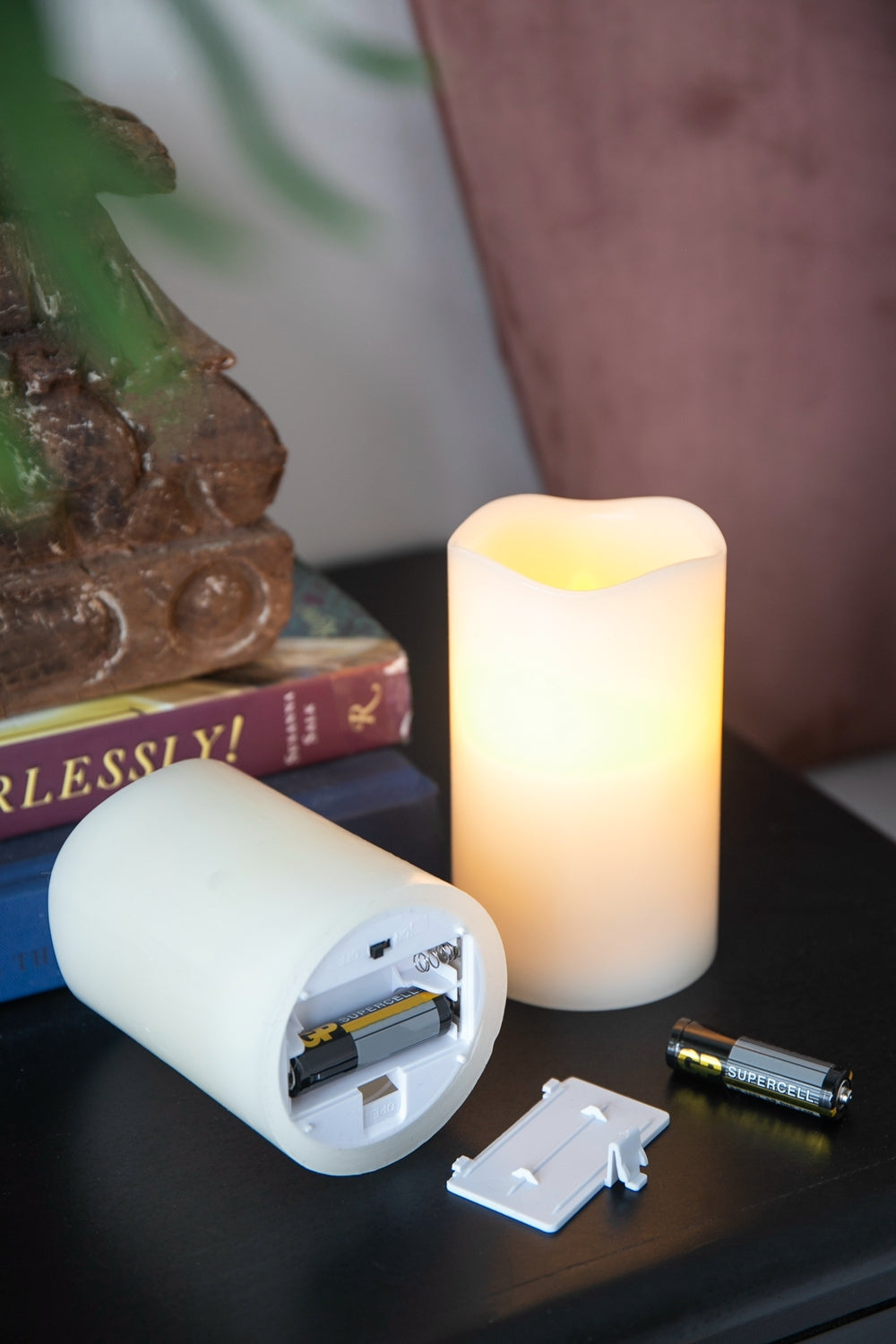Set of 3 Ivory LED Candles with Remote Timer, L:D3X6' M:D3X5' S:D3X4'