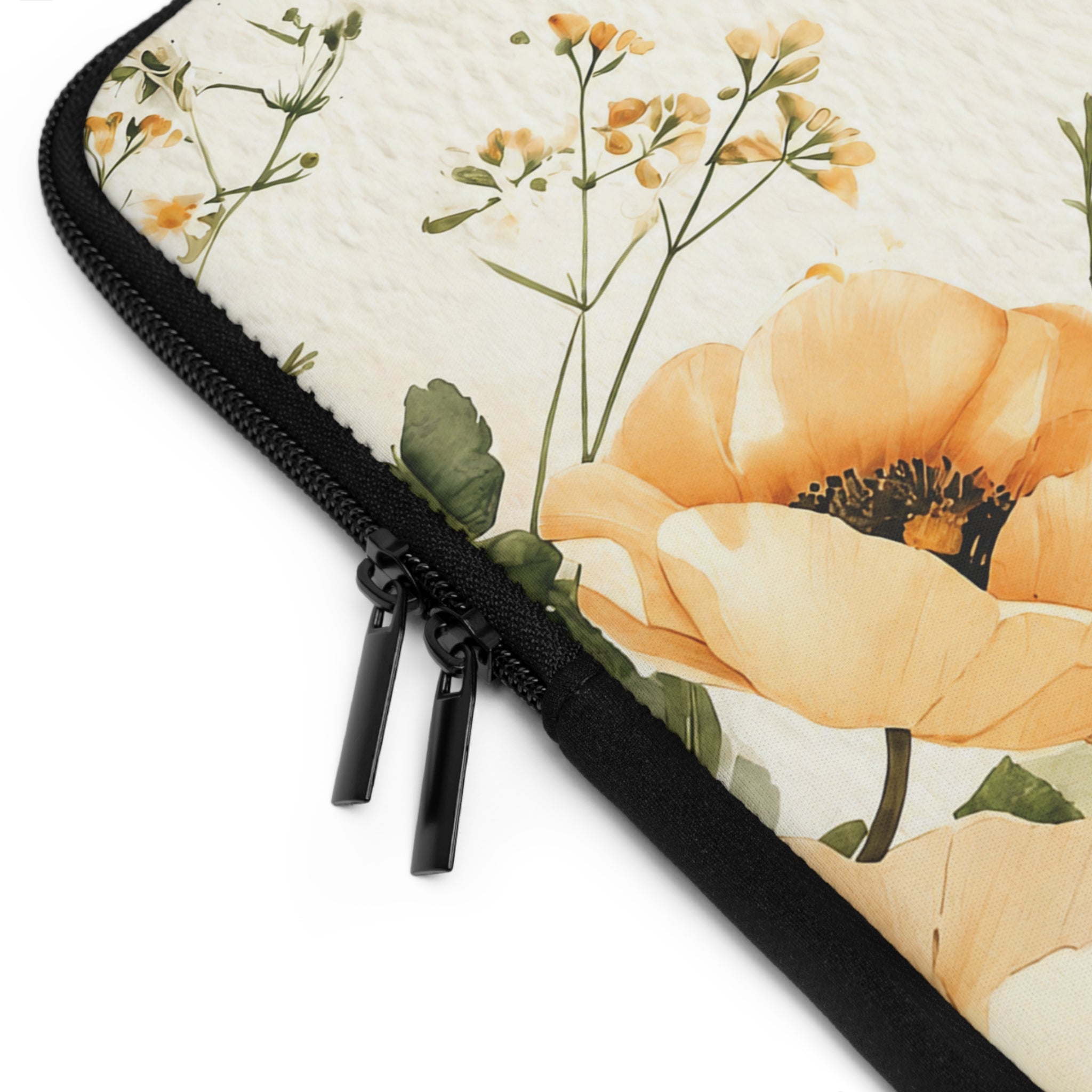 Mustard Poppy Laptop Sleeve | Golden Bee and Bloom Botanical Tech Cover