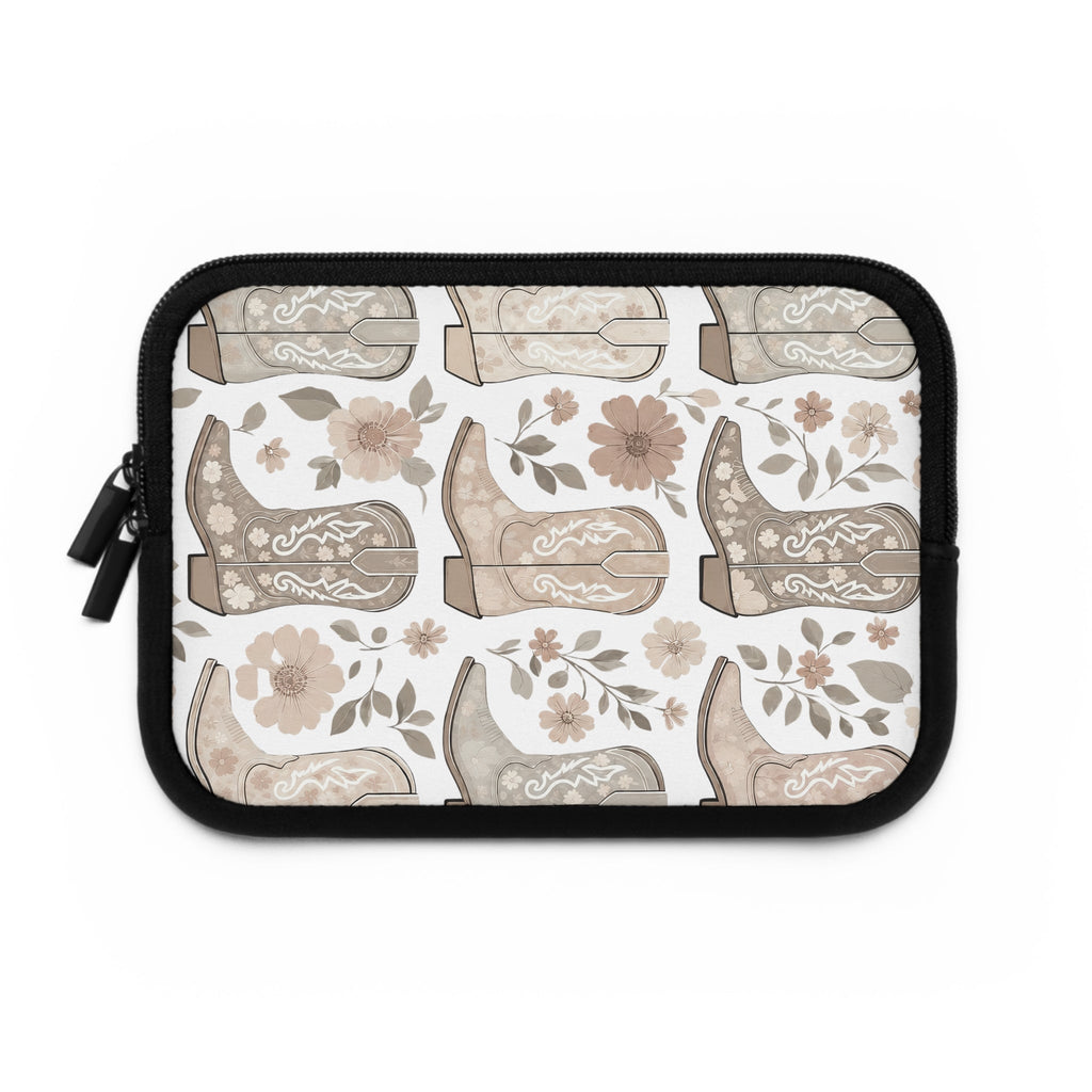 Neutral Cowboy Boot Laptop Sleeve | Tan Western Floral Tech Cover