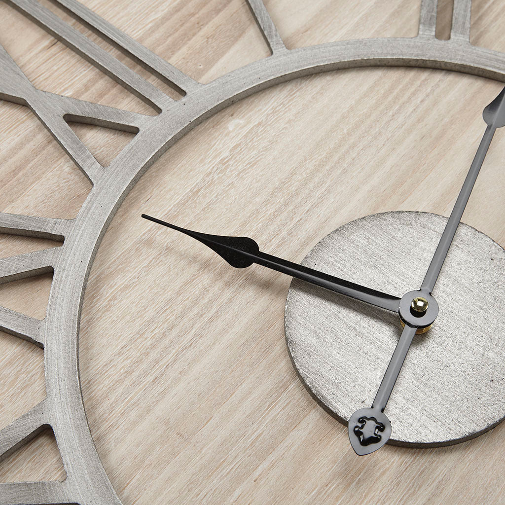 23.6' Wood Wall Clock Natural/Grey See below