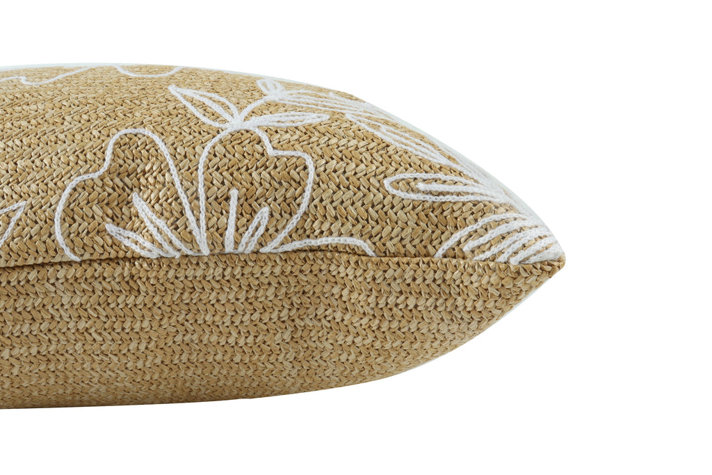 Outdoor/Indoor Throw Pillows, Decorative Throw Pillows with Inserts, Simulated Straw Weaving 18'x18' Square Pillows for Bed, Couch, Sofa and Patio Furniture (Set of 2, Casual Flowers)