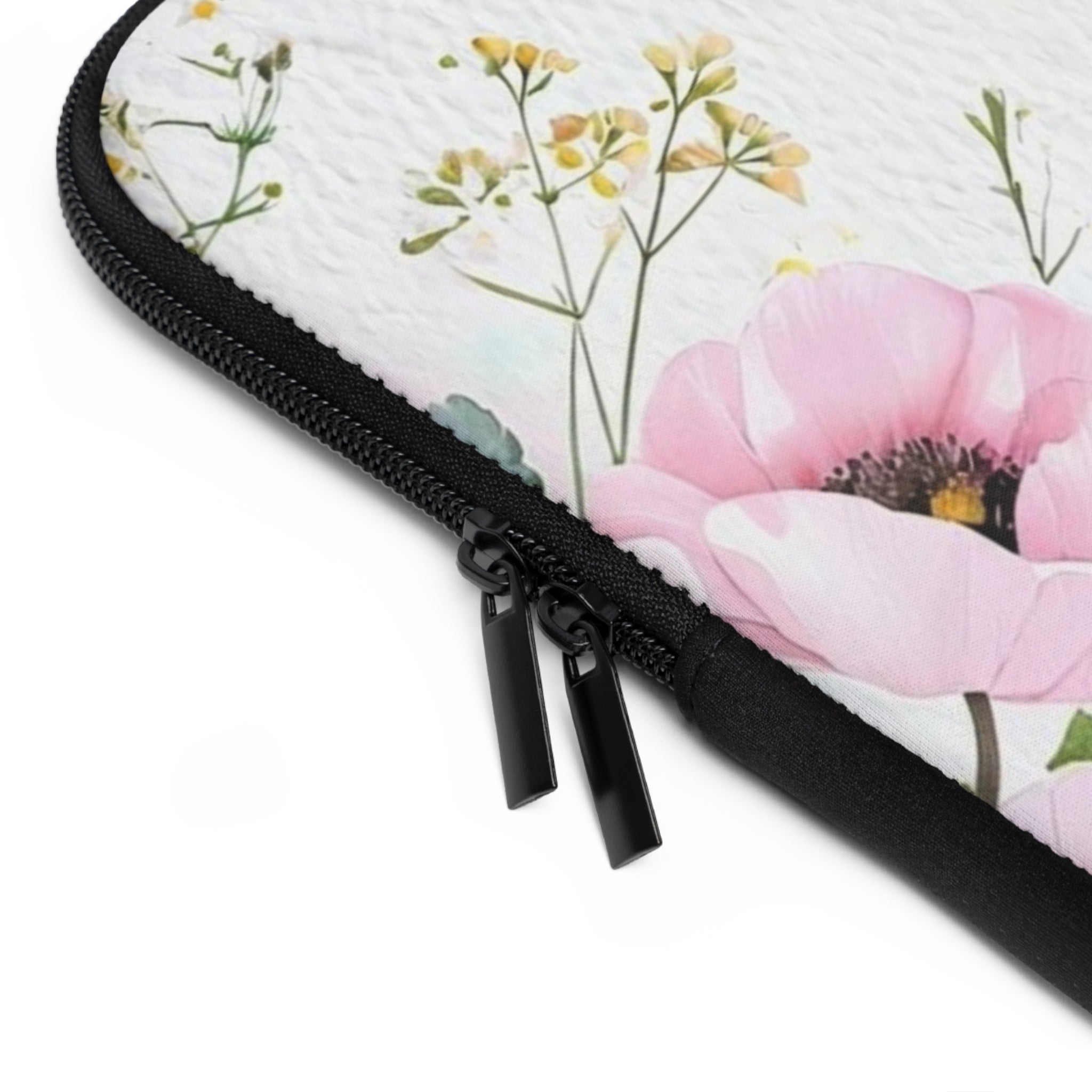 Pink Anemone Floral Laptop Sleeve | Watercolor Bee Tech Cover for Women