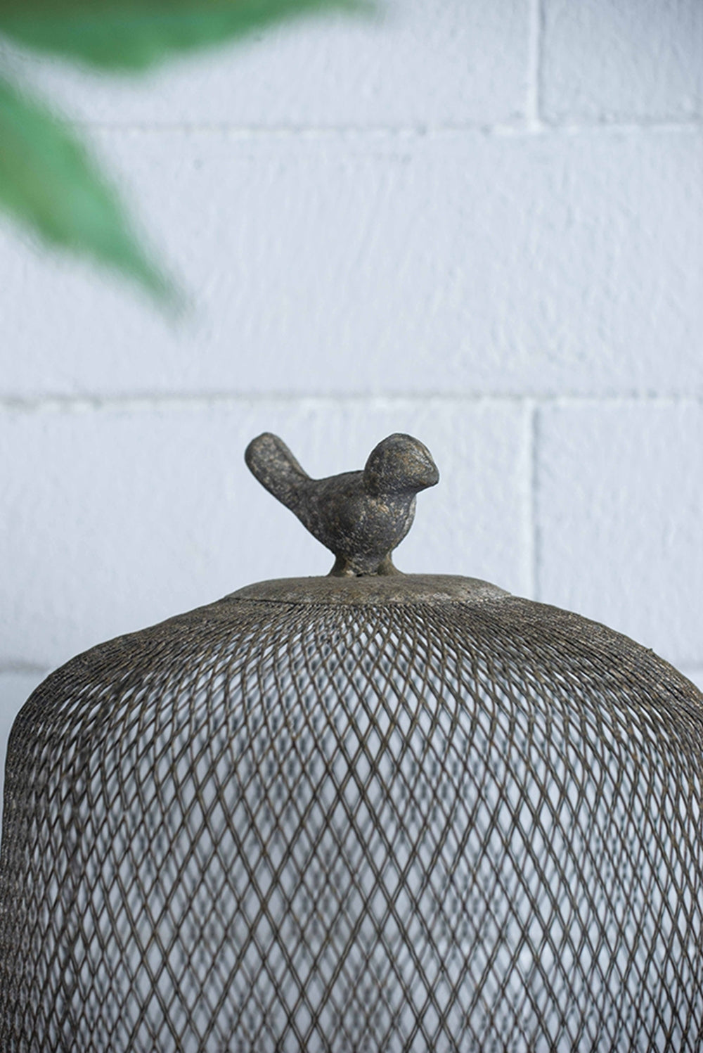 Set of 2 Ophira Sparrow Antique Gray Mesh Candle Holders, L: D8.5x13'  S: D7x10'