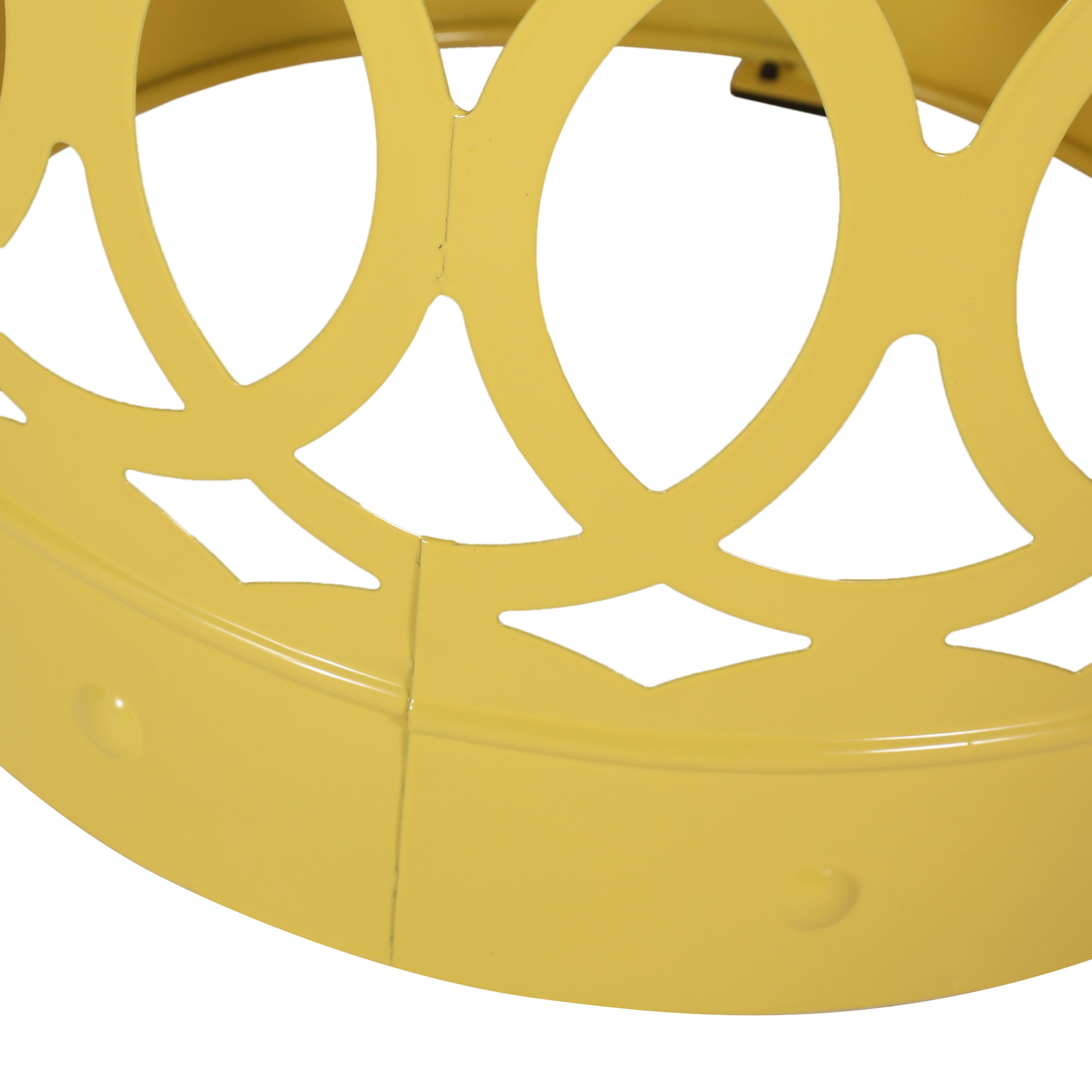 Modern Outdoor Metal End Table Set of 2 with Iron Cut Design in Yellow
