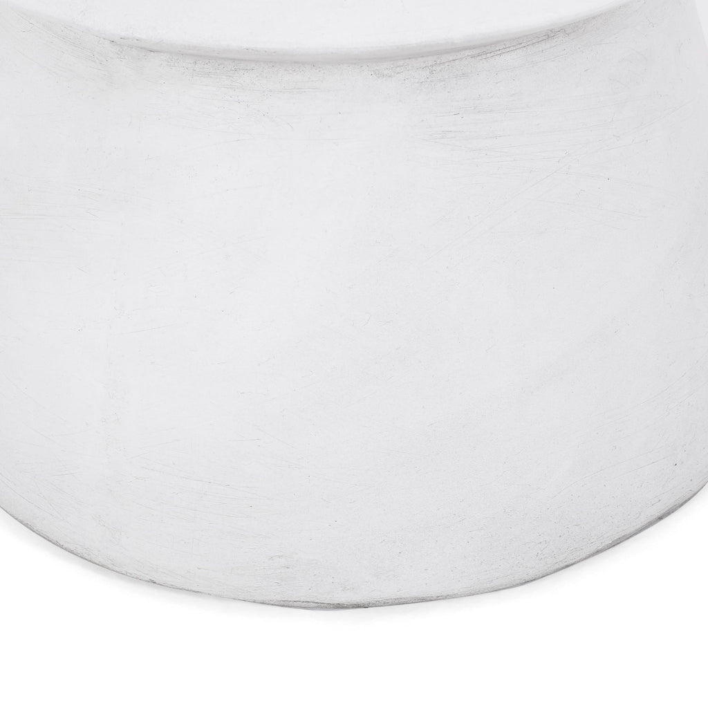Outdoor Lightweight Concrete End Table with Hourglass Structure, Antique White