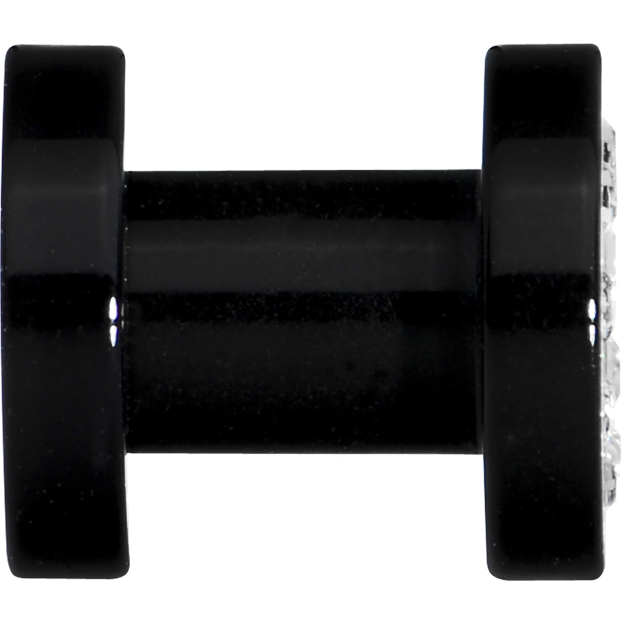 4G Black Acrylic with Clear Jeweled Flesh Tunnel