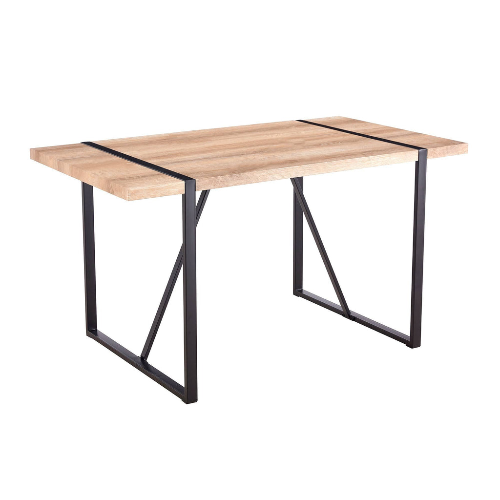 Rustic Industrial Rectangular Wood Dining Table For 4-6 Person, With 1.5' Thick Engineered Wood color Tabletop and Black Metal Legs,Desk For Kitchen Dining Living Room, 55.1' x 31.4'x 29.9'1529W115172