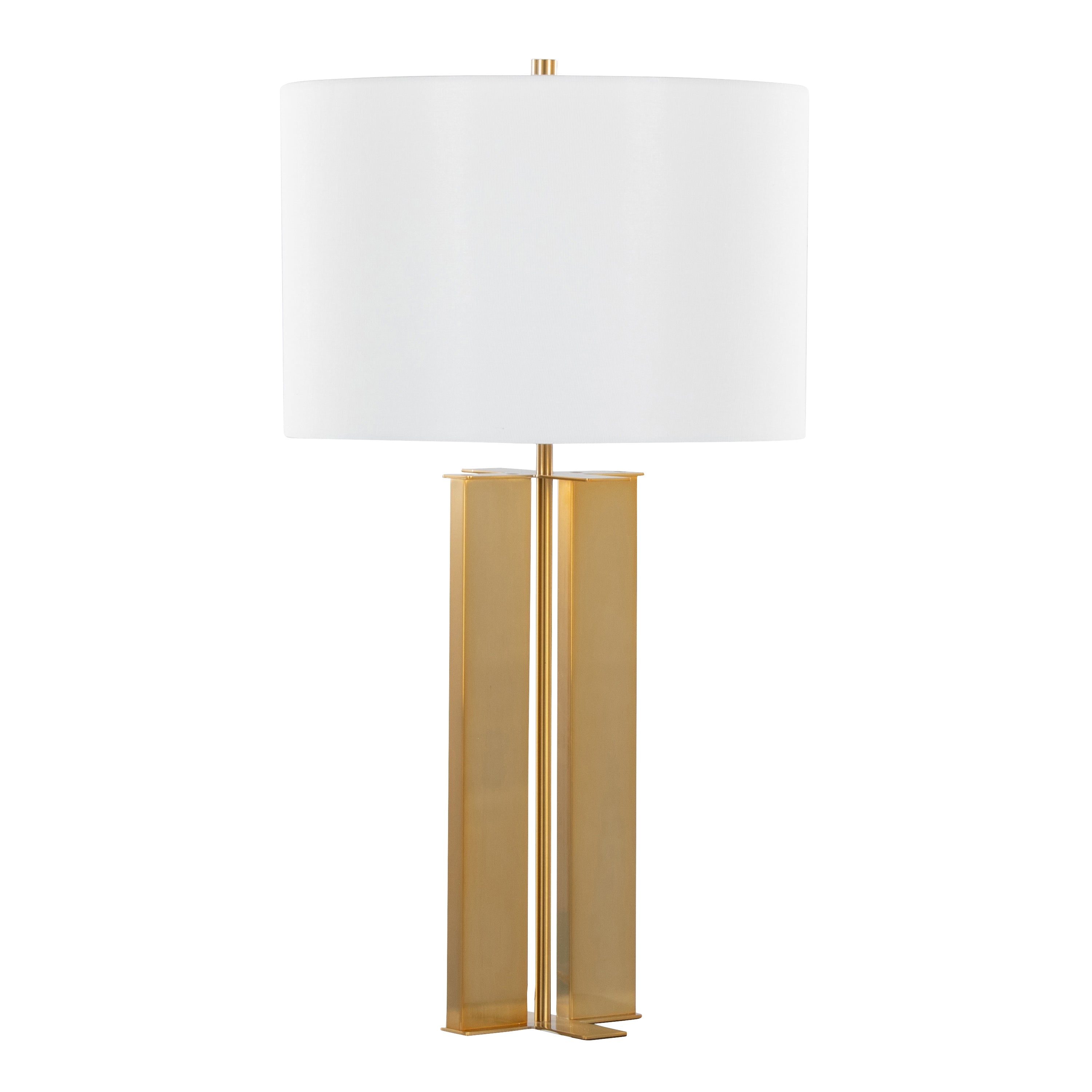 Cosmo 28' Glam Metal Table Lamp in Antique Brass and White Linen by LumiSource