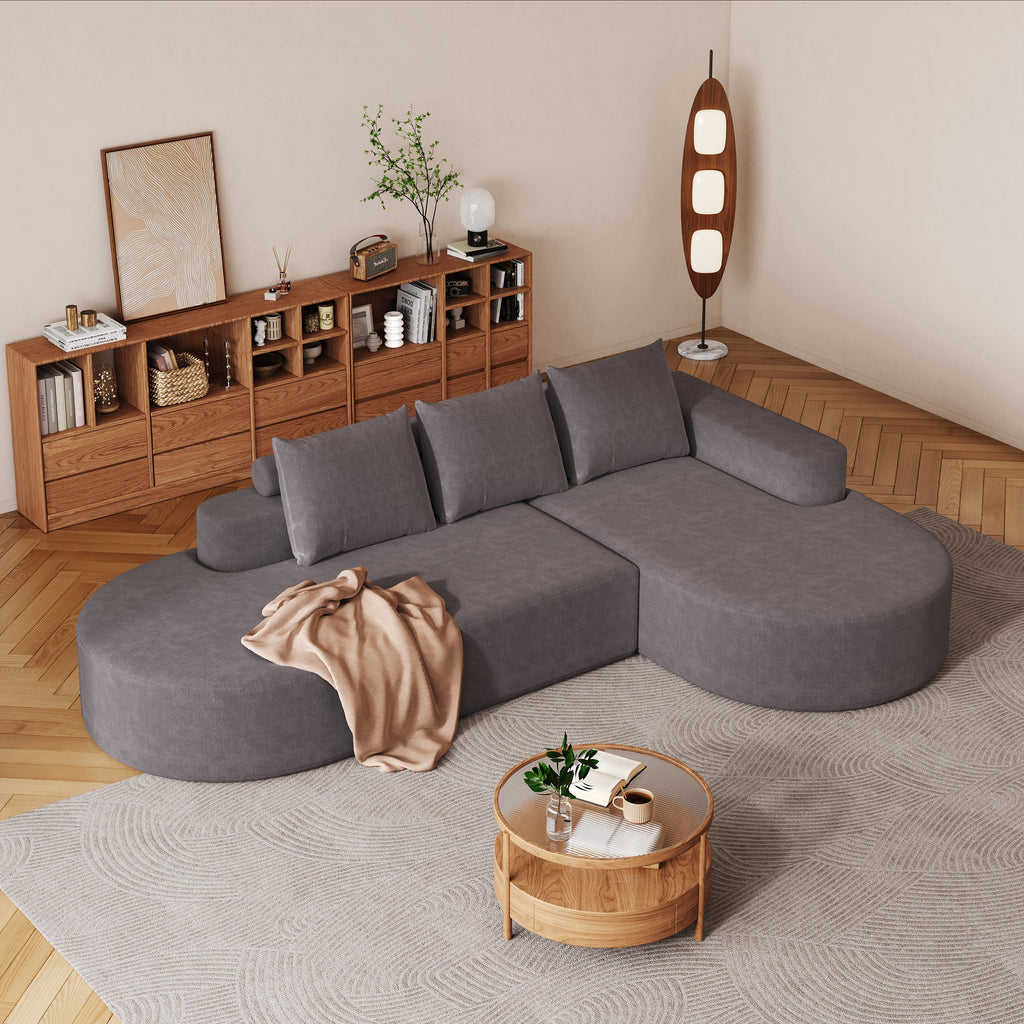 Modern Curved sofa ,Chenille Upholstered Sectional Sofa Couch Set,Modular 108.5' L Shaped Sectional Living Room Sofa Set With 3 Pillows,Free Combination Sofa Couch for Living Room,Bedroom