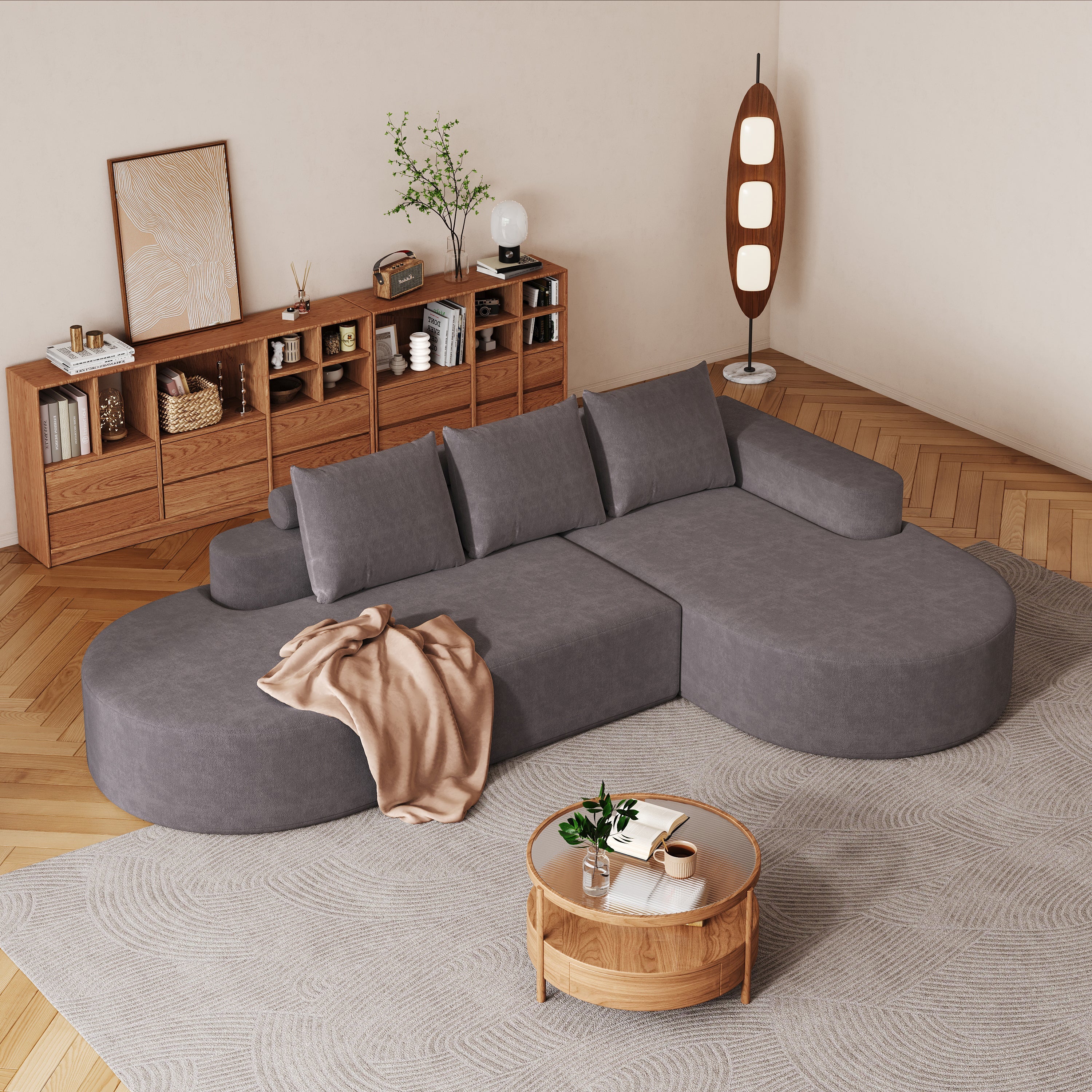 Modern Curved sofa ,Chenille Upholstered Sectional Sofa Couch Set,Modular 108.5' L Shaped Sectional Living Room Sofa Set With 3 Pillows,Free Combination Sofa Couch for Living Room,Bedroom