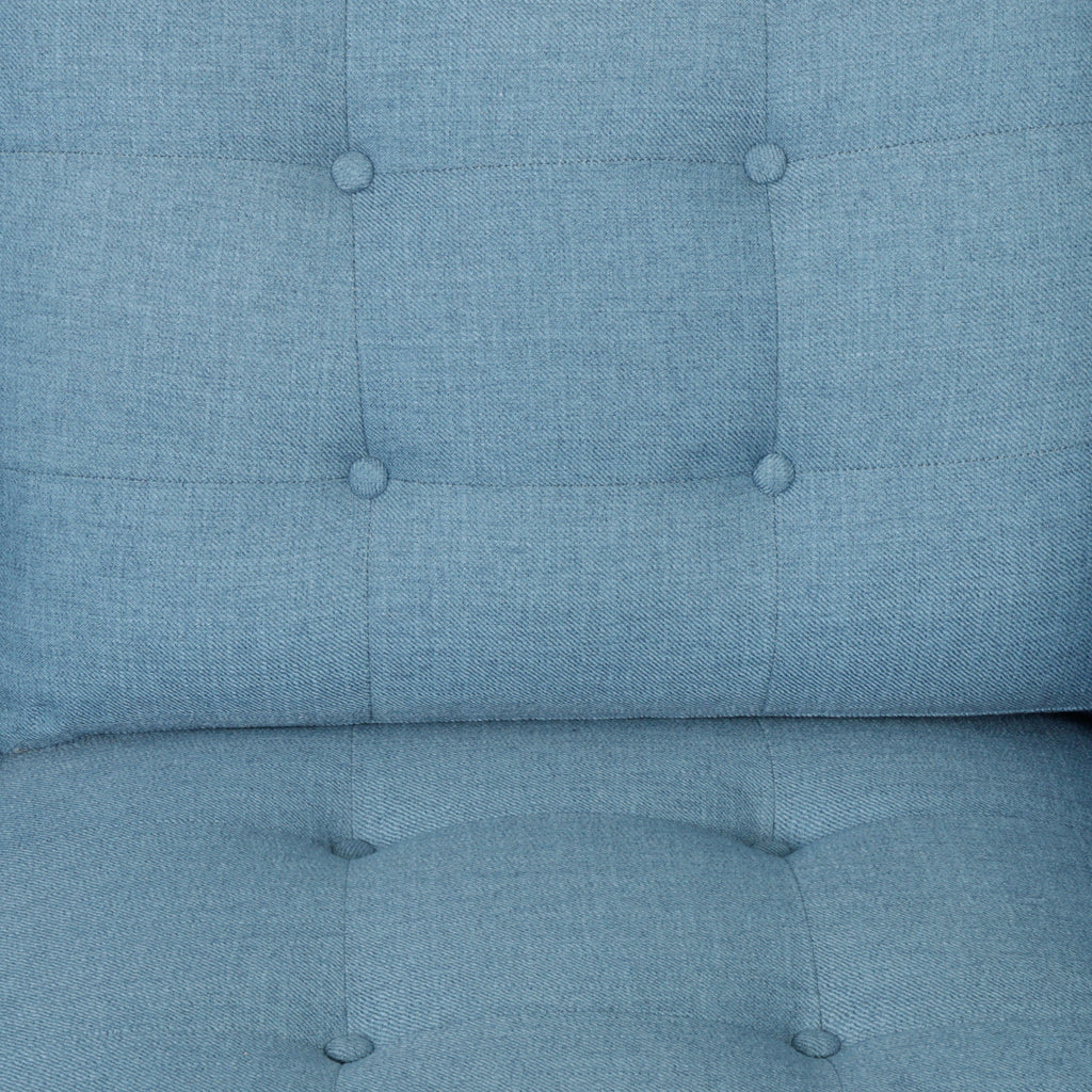 Jenny Contemporary Tufted Fabric 3-Seater Sofa, Blue, Rubberwood Frame, 82.75' Length