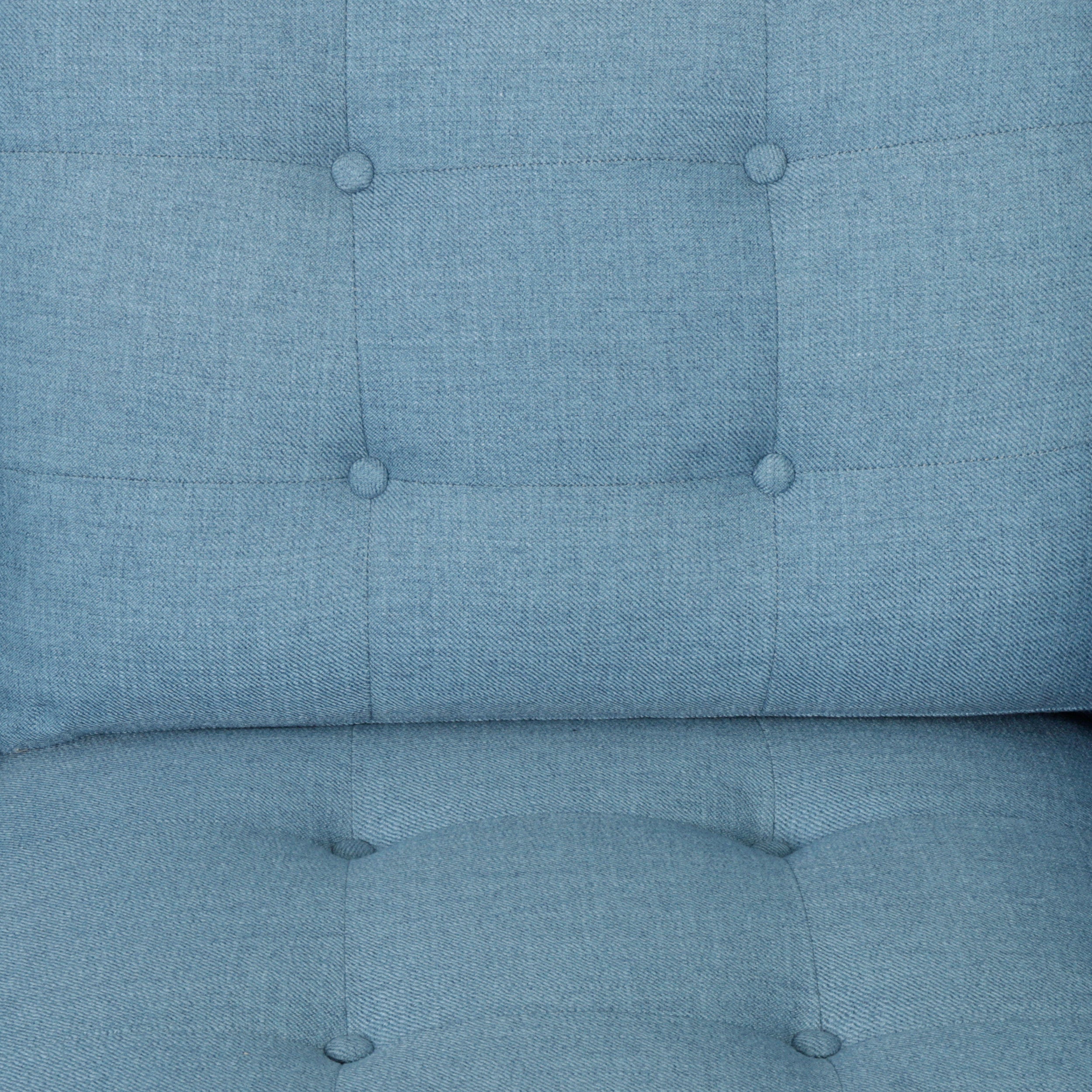 Jenny Contemporary Tufted Fabric 3-Seater Sofa, Blue, Rubberwood Frame, 82.75' Length