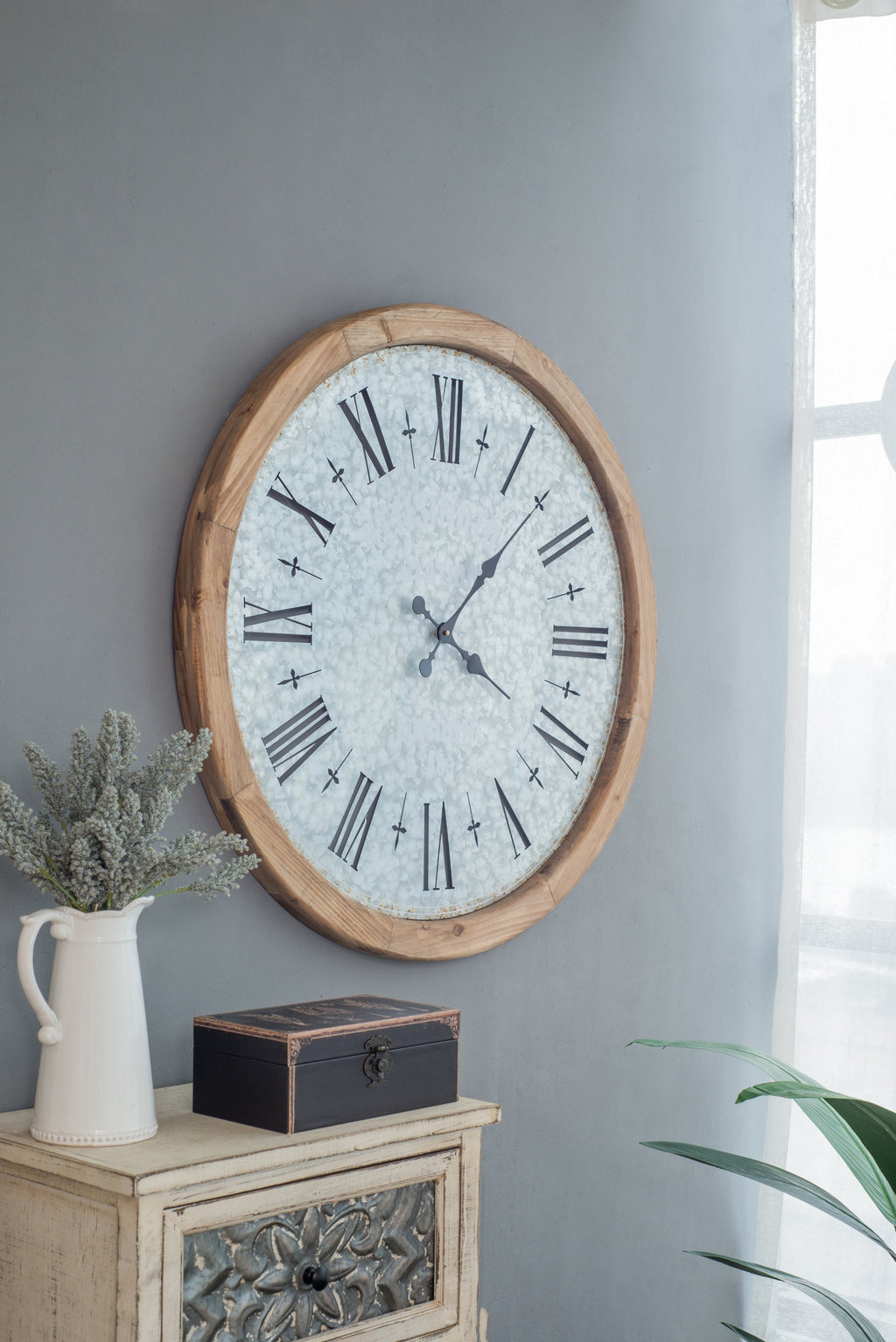 D32.3' Grant Oversized Wall Clock with Fir Wood Frame