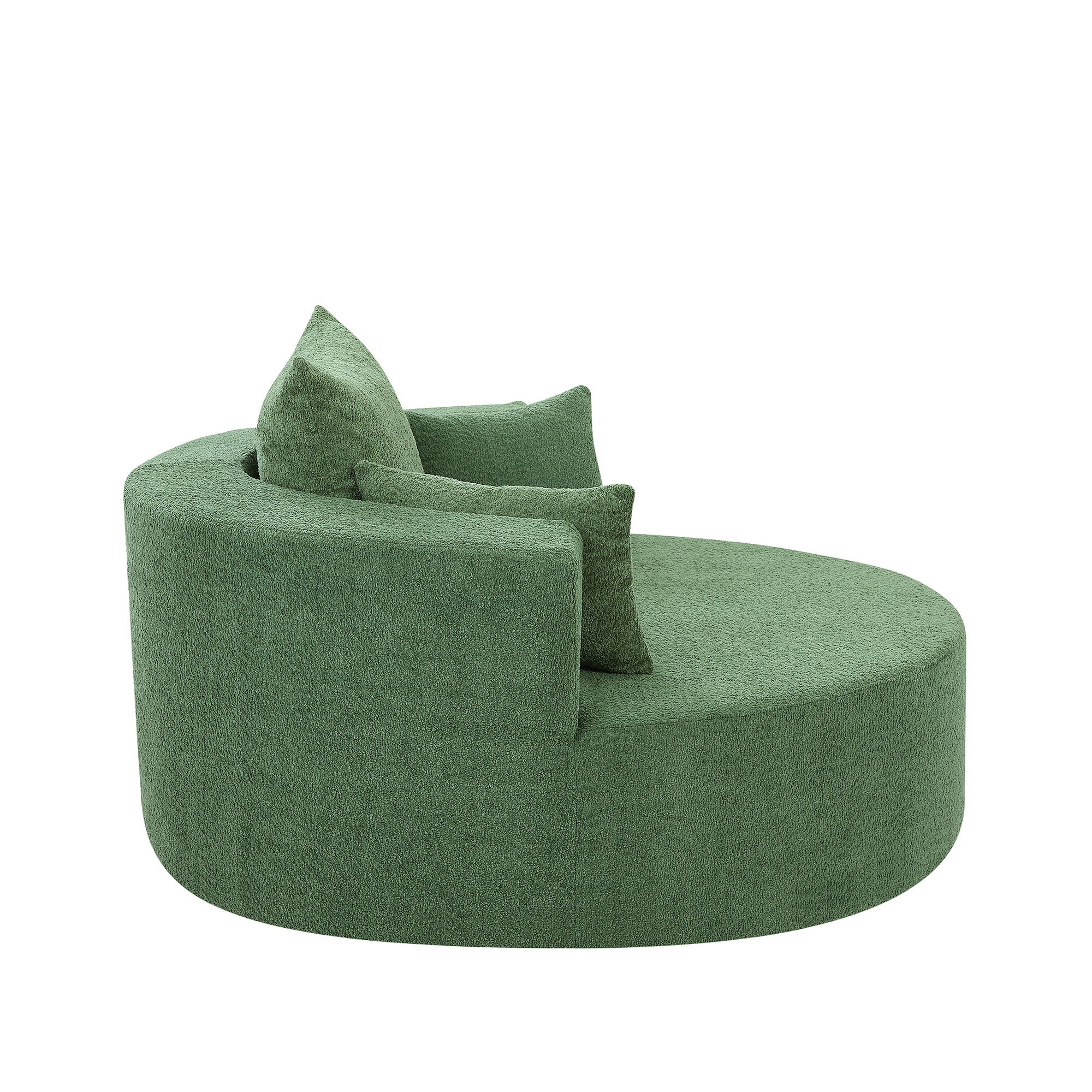 Modern 360° Swivel Accent Barrel Chair with Removable Pillows in Green Chenille for Living Room and Office