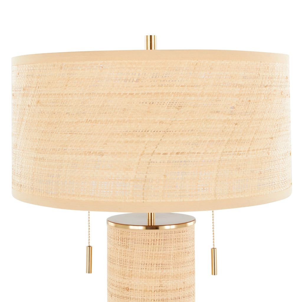 Cylinder Rattan 29' Contemporary Rattan Table Lamp in Royal Gold and Natural Rattan from Grandview Gallery by LumiSource
