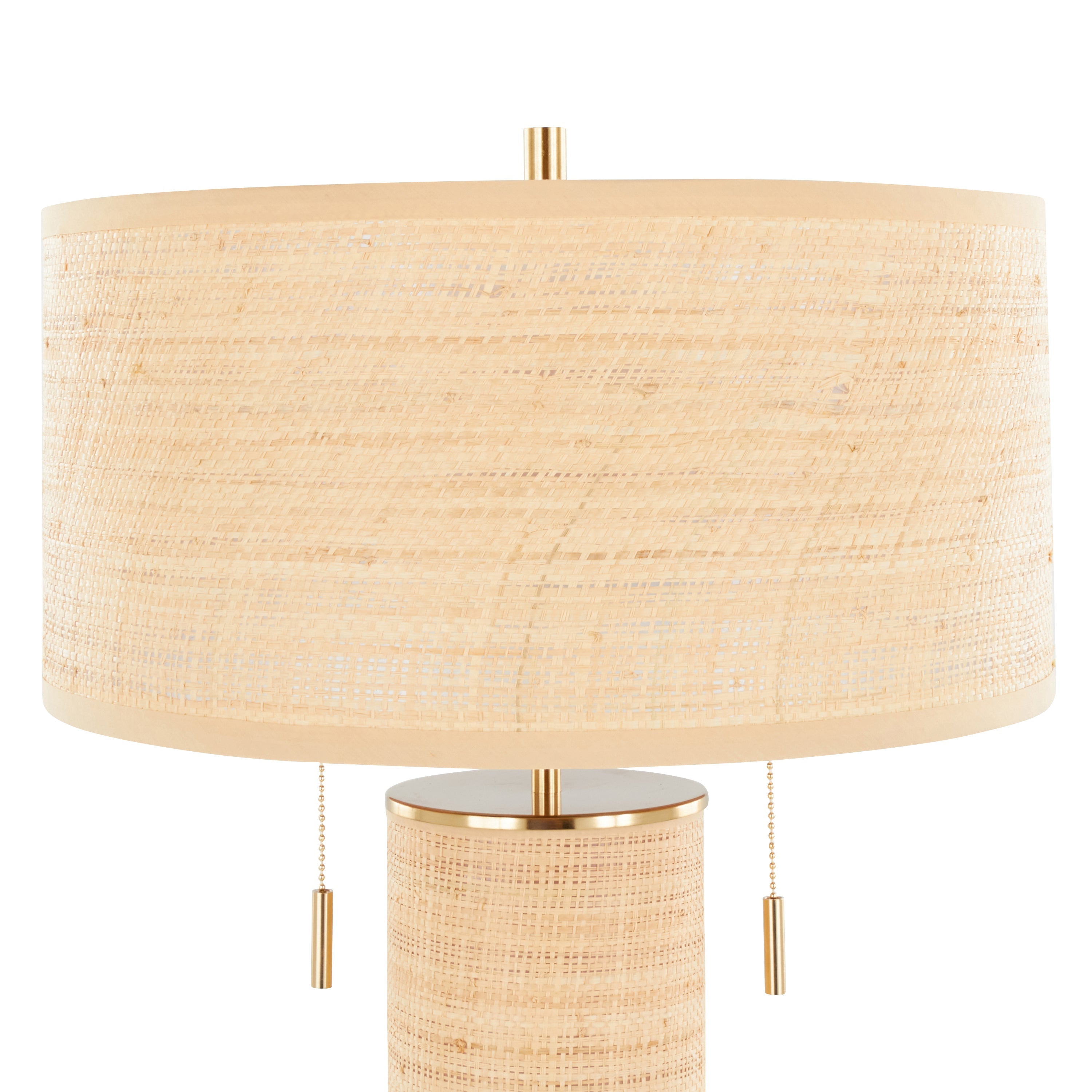 Cylinder Rattan 29' Contemporary Rattan Table Lamp in Royal Gold and Natural Rattan from Grandview Gallery by LumiSource