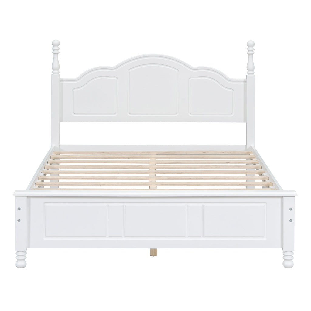 3-Pieces Bedroom Sets,Full Size Wood Platform Bed and Two Nightstands-White