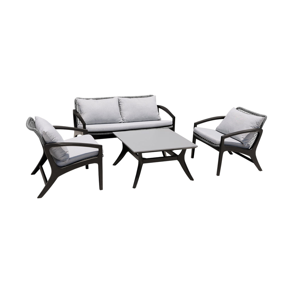 Beckham Outdoor Coffee Table in Dark Eucalyptus Wood and Super Stone