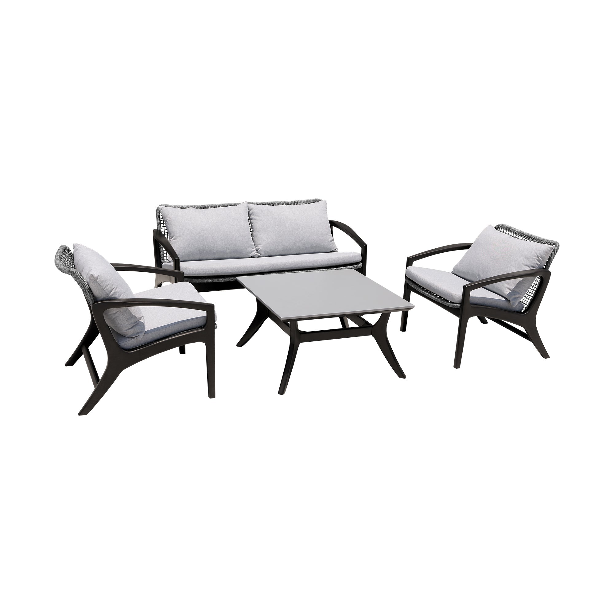 Beckham Outdoor Coffee Table in Dark Eucalyptus Wood and Super Stone