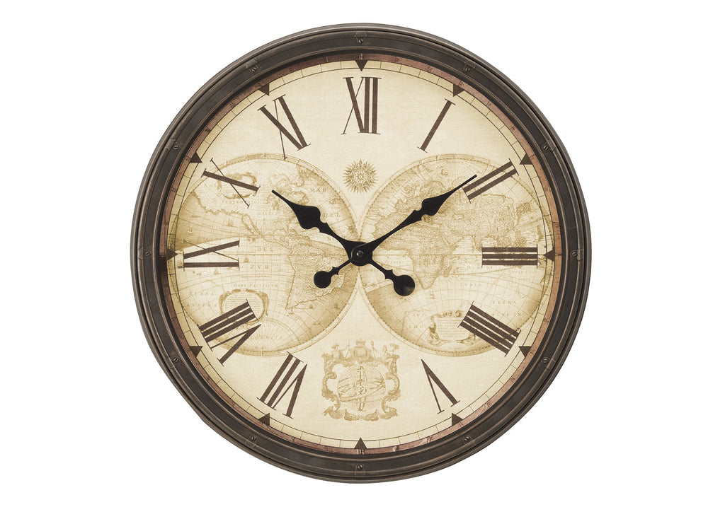 Clocks, 20' Round, Wall Clock, Antique Brown, Transitional
