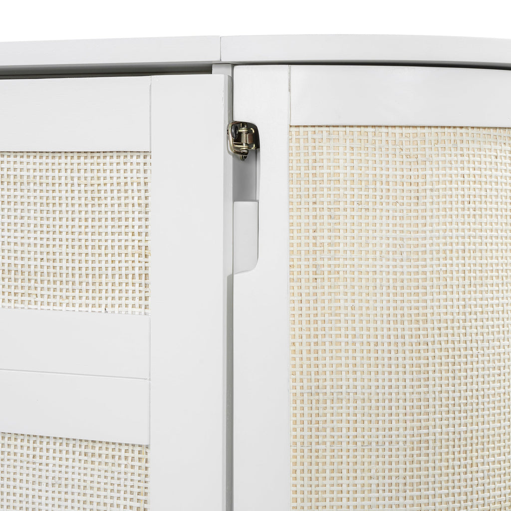 Queen Murphy Bed with Hidden Storage & Modern Woven Design,White