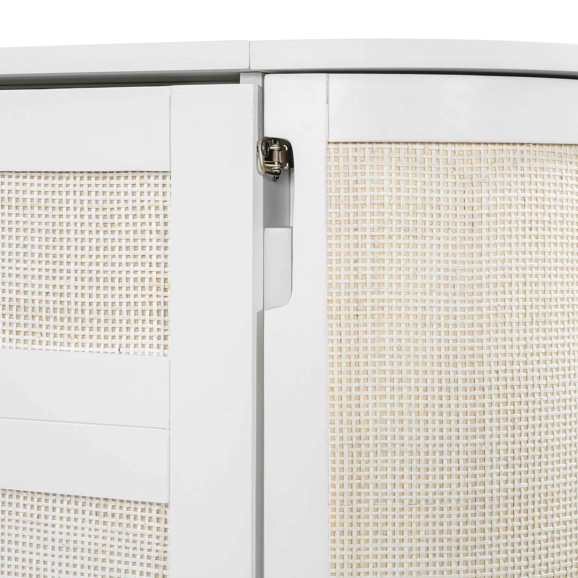 Queen Murphy Bed with Hidden Storage & Modern Woven Design,White