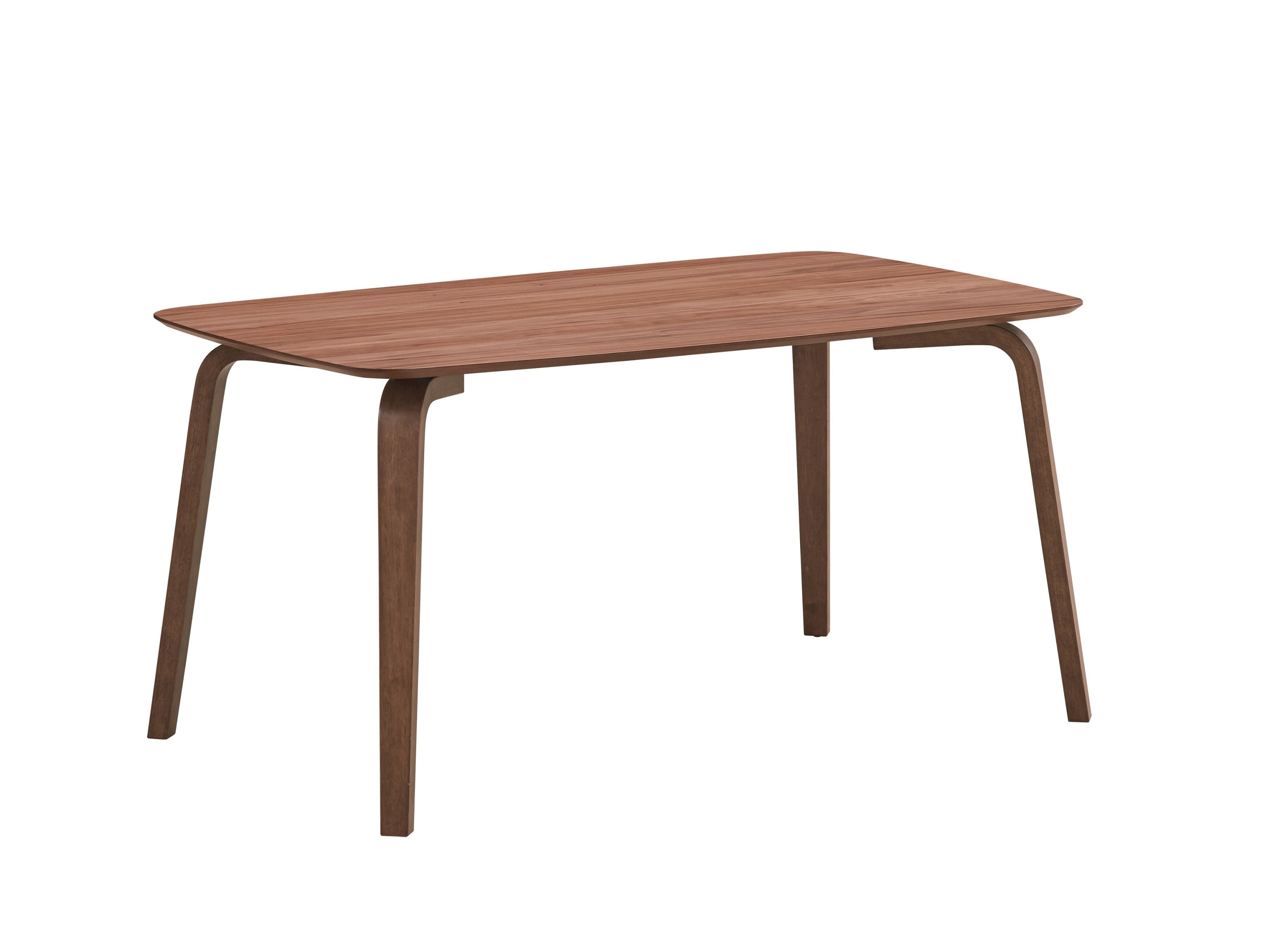 Walnut Finish Modern Contemporary Dining Table 1pc Curved Solid Wood Tapered Legs Wooden Furniture