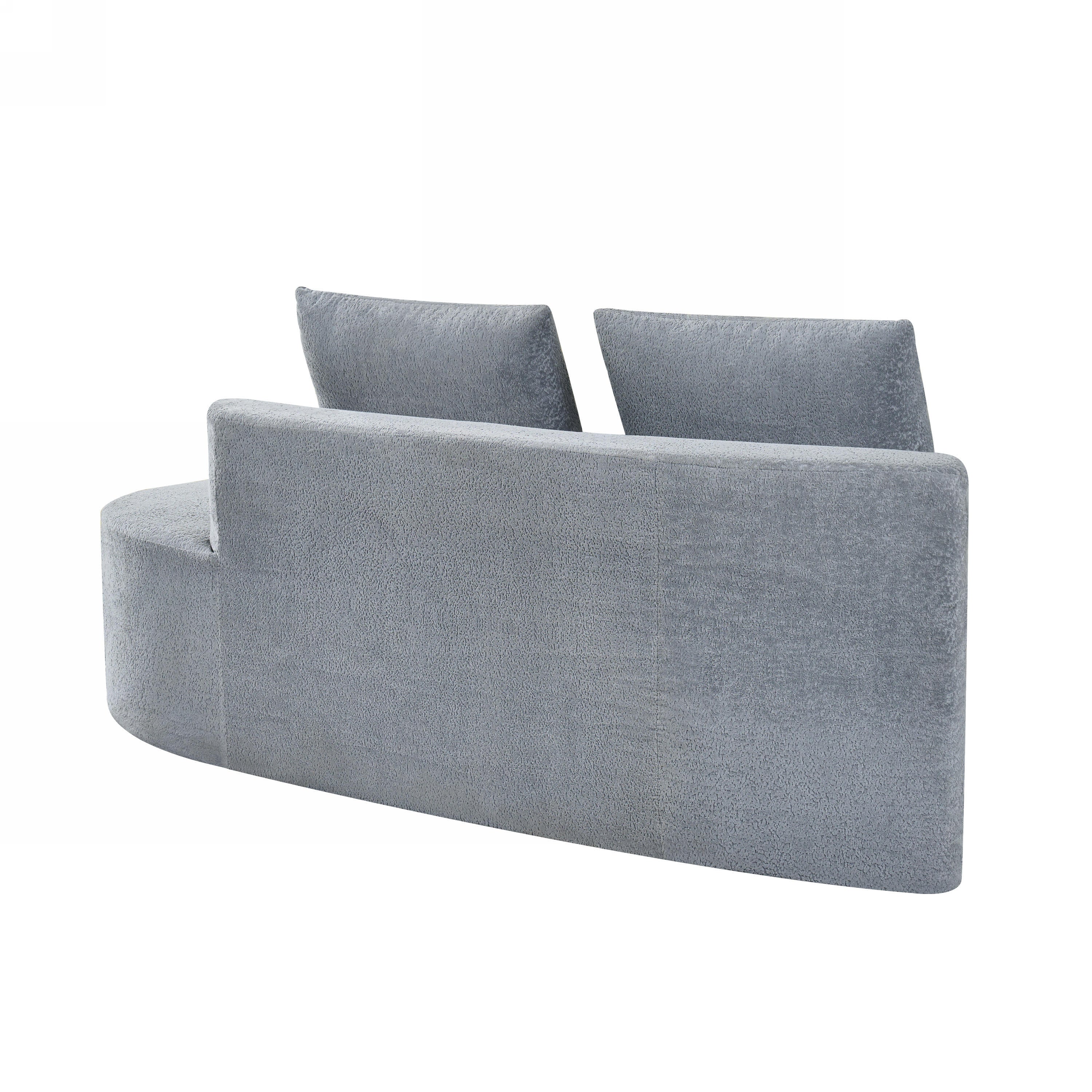 116' Modern Curved Sectional Sofa with High-Density Fully Compressed Sponge and Chaise Lounge, Pearl Upholstery, 2-Piece Set, Fully Assembled Right Hand Facing, Perfect for Living Room, Lounge