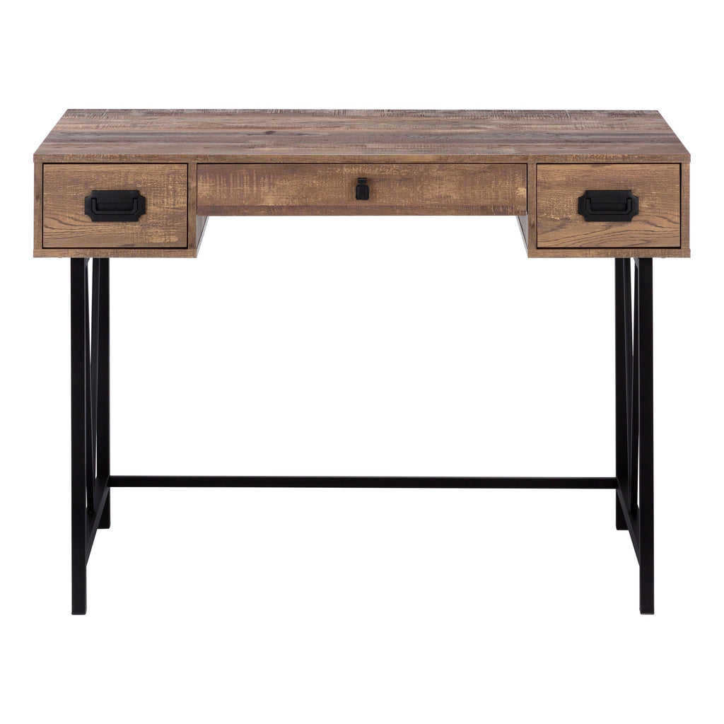 Computer Desk, Home Office, Laptop, Storage Drawers, 48'l, Work, Brown Laminate, Black Metal, Transitional