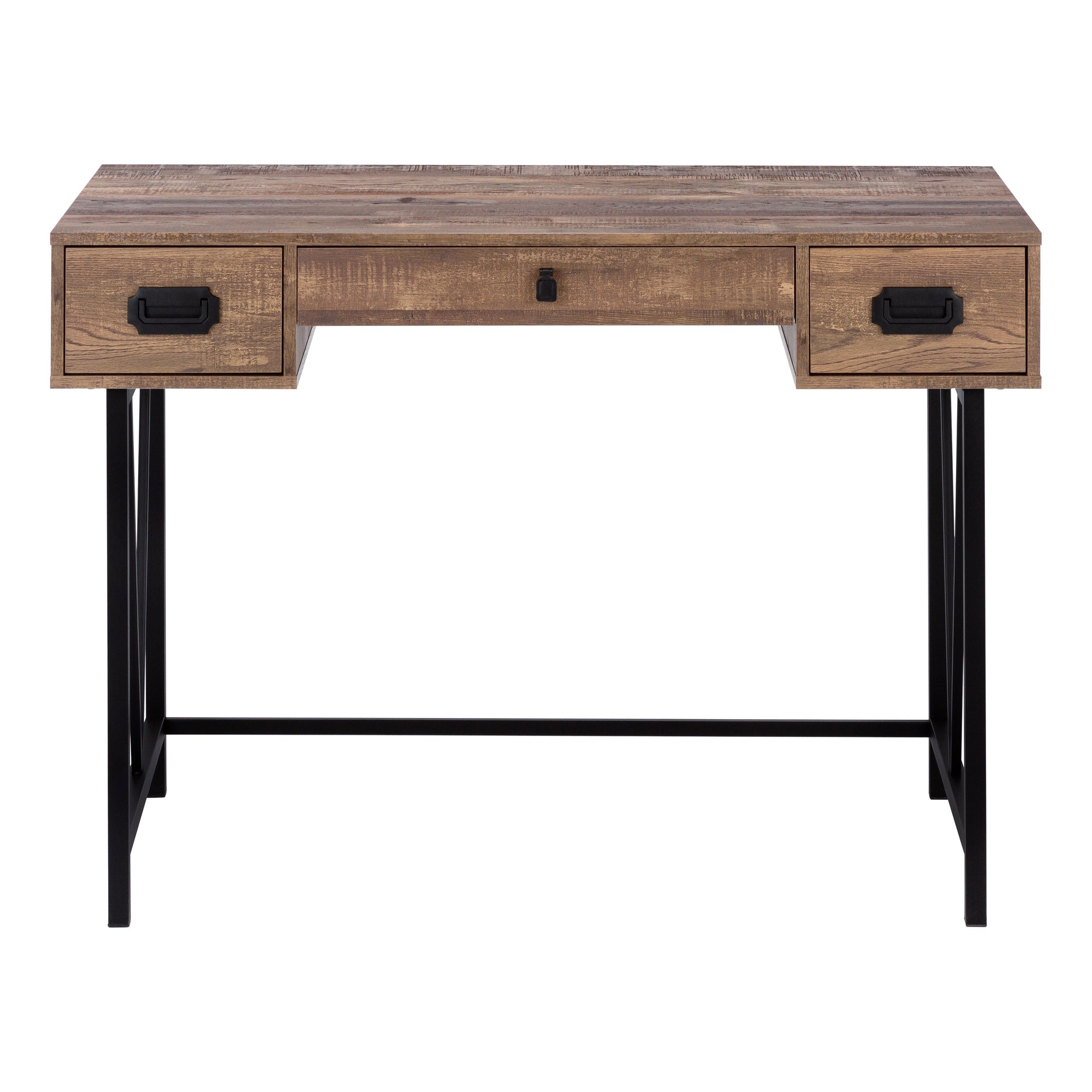 Computer Desk, Home Office, Laptop, Storage Drawers, 48'l, Work, Brown Laminate, Black Metal, Transitional