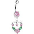 Pale Pink Gem Heart Wreath Belly Ring