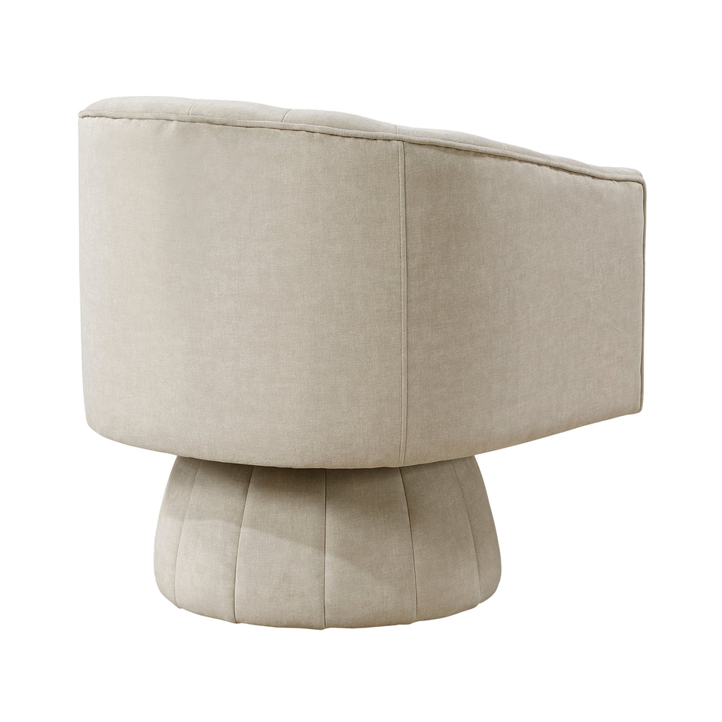 Taupe Velvet Accent Chair Modern Luxury Living Room Furniture, 1pc Swivel Chair Comfortable Barrel Back
