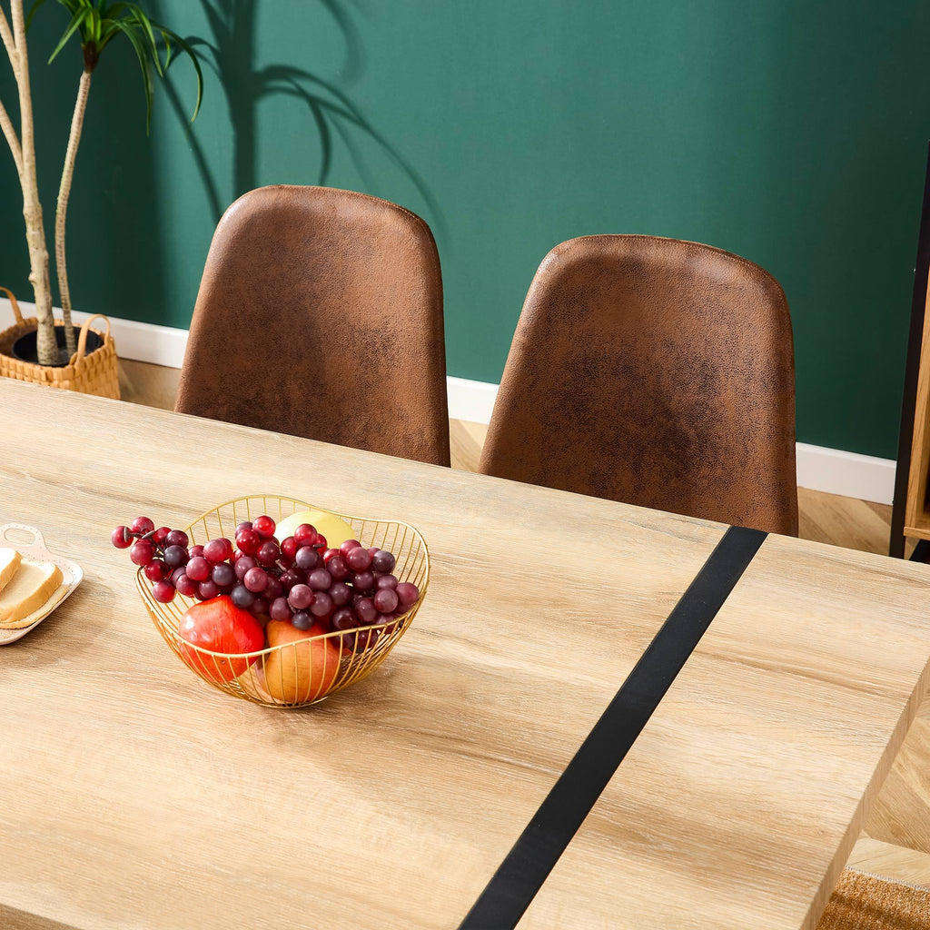 Rustic Industrial Rectangular Wood Dining Table For 4-6 Person, With 1.5' Thick Engineered Wood color Tabletop and Black Metal Legs,Desk For Kitchen Dining Living Room, 55.1' x 31.4'x 29.9'1529W115172