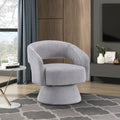 Modern Luxurious Swivel Accent Chair Gray Soft Corduroy Upholstery Plush Seating Solid Wood Stylish Home Furniture 1pc