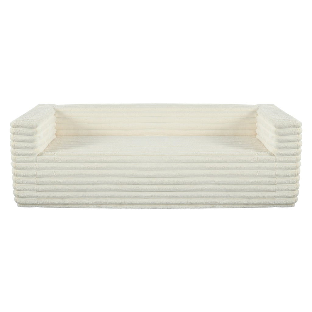 89" Modern Corduroy Couch, 3 Seats Plush Sofa with Squared Arm,Luxury Comfy Seat Super Soft Couches for Living Room,Small Space,Office,Apartment,No Assembly Required