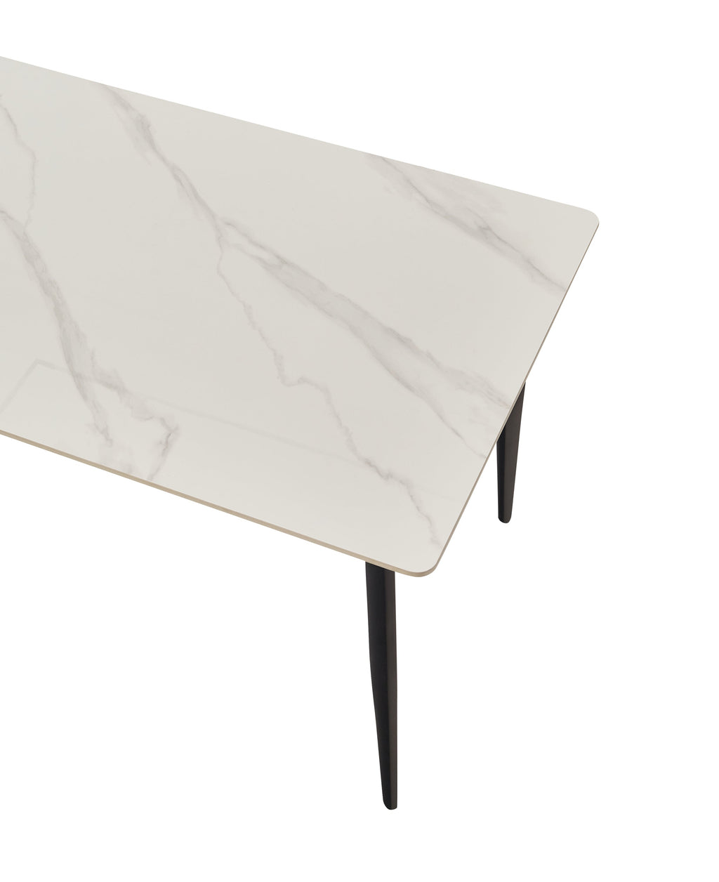 Mid Century Modern Dining Table 55 Inch Round White Sintered Stone Top Heavy Duty Metal Legs Waterproof Surface for Kitchen Dining Room or Office Furniture