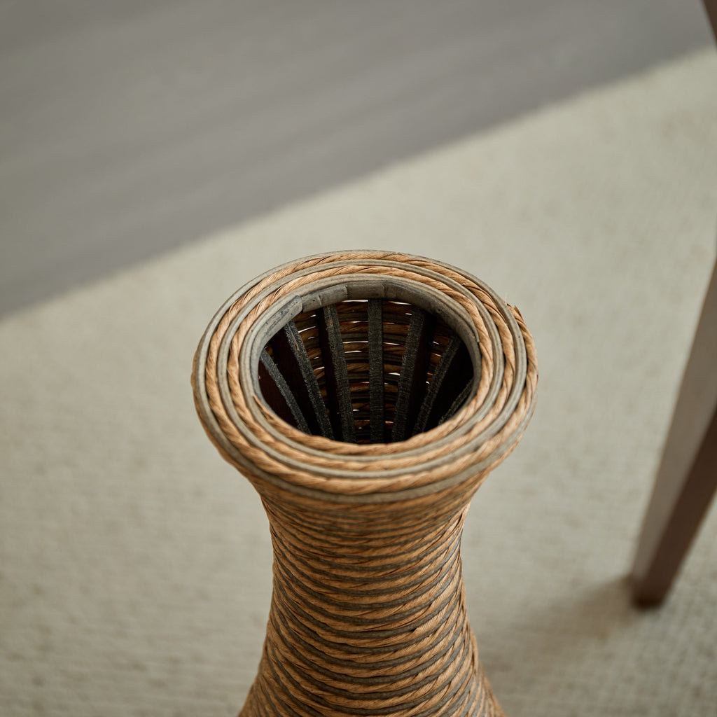 3-Piece Artificial Rattan Floor Vase Set – Decorative Accent for Living Room, Hallway & Entryway, Ideal for Dried or Silk Flower Arrangements, Beige