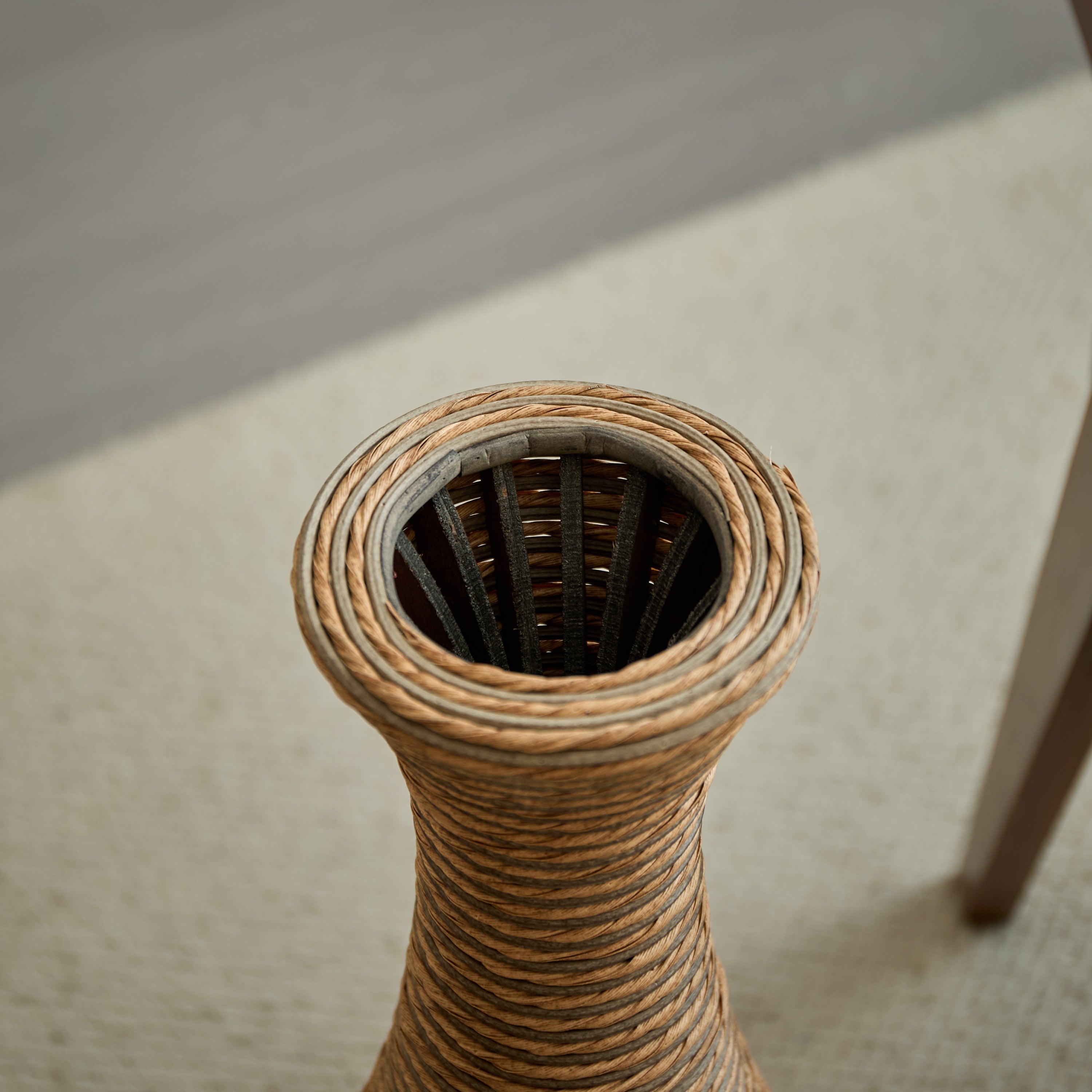3-Piece Artificial Rattan Floor Vase Set – Decorative Accent for Living Room, Hallway & Entryway, Ideal for Dried or Silk Flower Arrangements, Beige