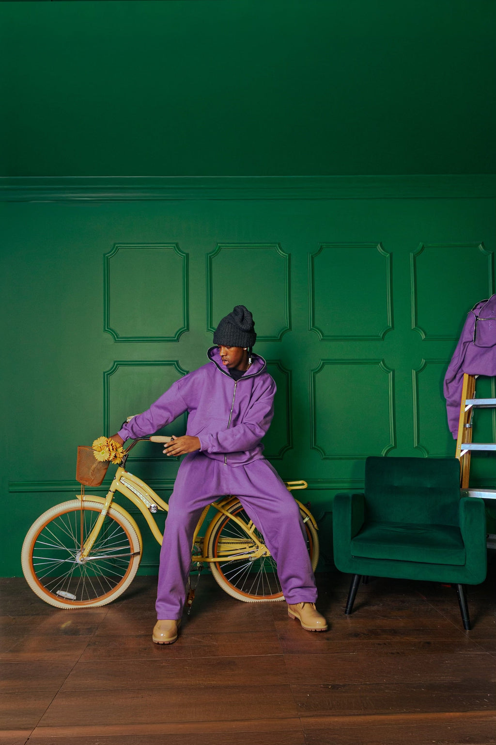 Purple Pleated Sweatpant