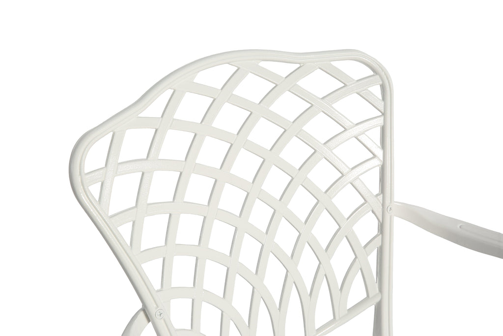 3 Piece Patio Bistro Set Cast Aluminum Bistro Table and Chairs Set of 2 with Umbrella Hole,All Weather Metal Bistro Table Set,Outdoor Patio Furniture Set for Garden White
