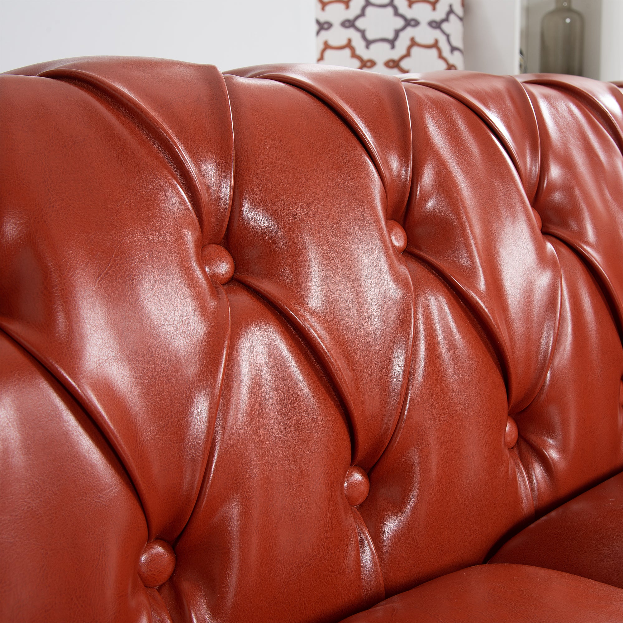 84.65' Rolled Arm Chesterfield 3 Seater Sofa