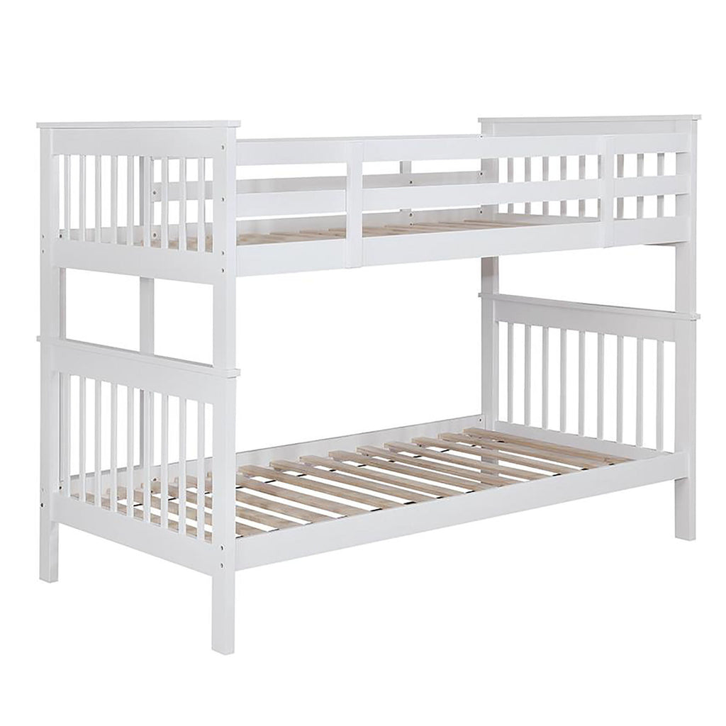 White Slatted Headboard Twin/Twin Bunk Bed