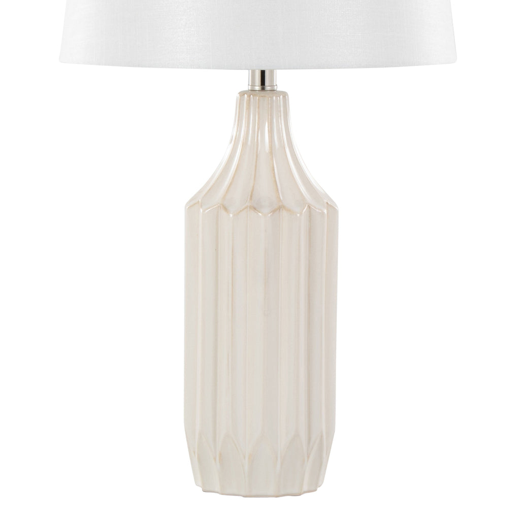 Stella 23' Contemporary Ceramic Table Lamp in Gloss Cream Ceramic with White Shade by LumiSource