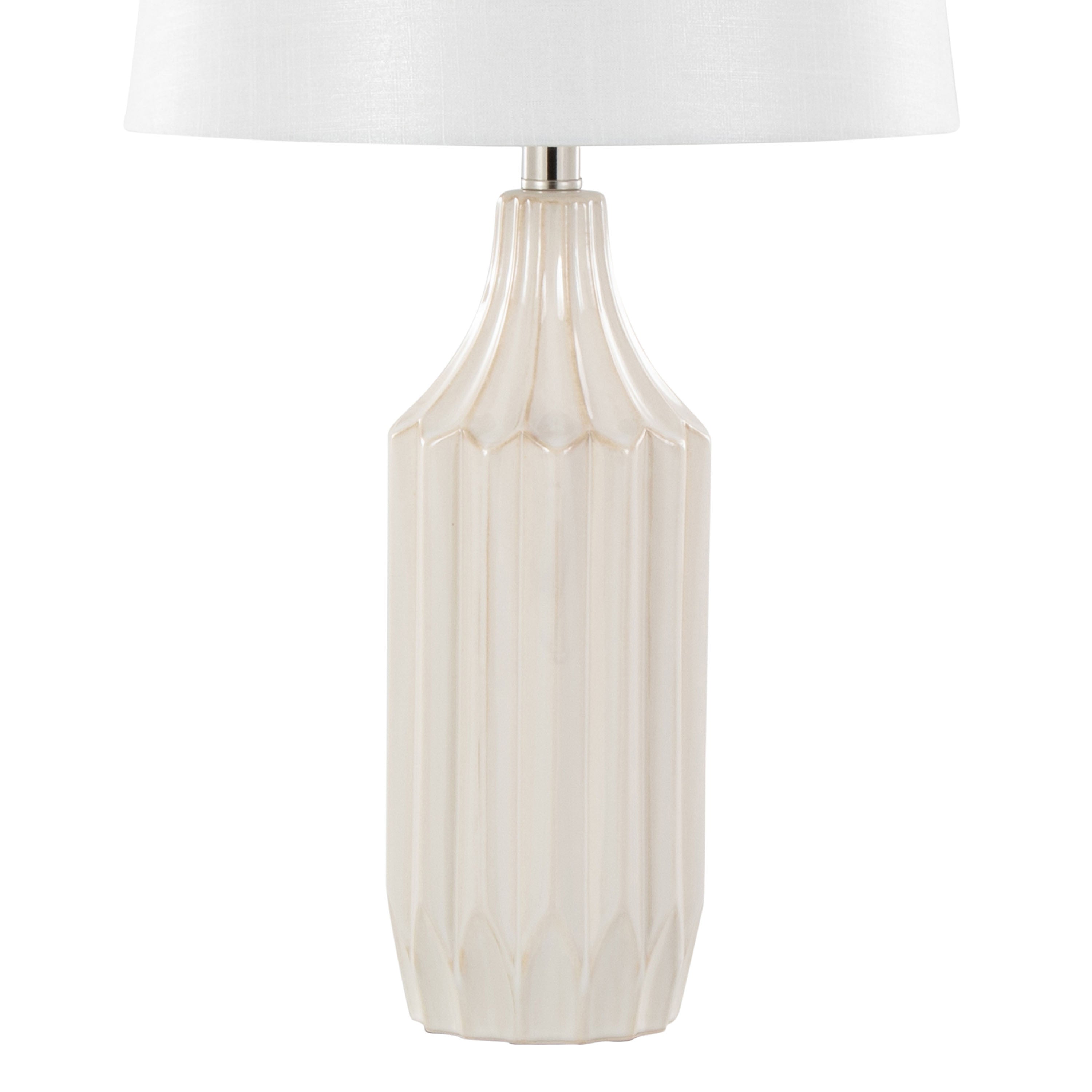 Stella 23' Contemporary Ceramic Table Lamp in Gloss Cream Ceramic with White Shade by LumiSource