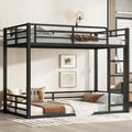 Metal Bunk Bed, Twin XL over Twin XL Floor Bunk Bed Frame, Heavy-Duty Bunk Bed for Kids, Teens, Adults, Noise-reduced Design, Black